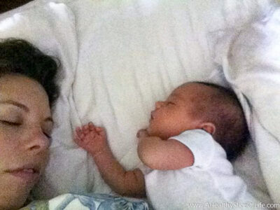 sleeping baby and mom