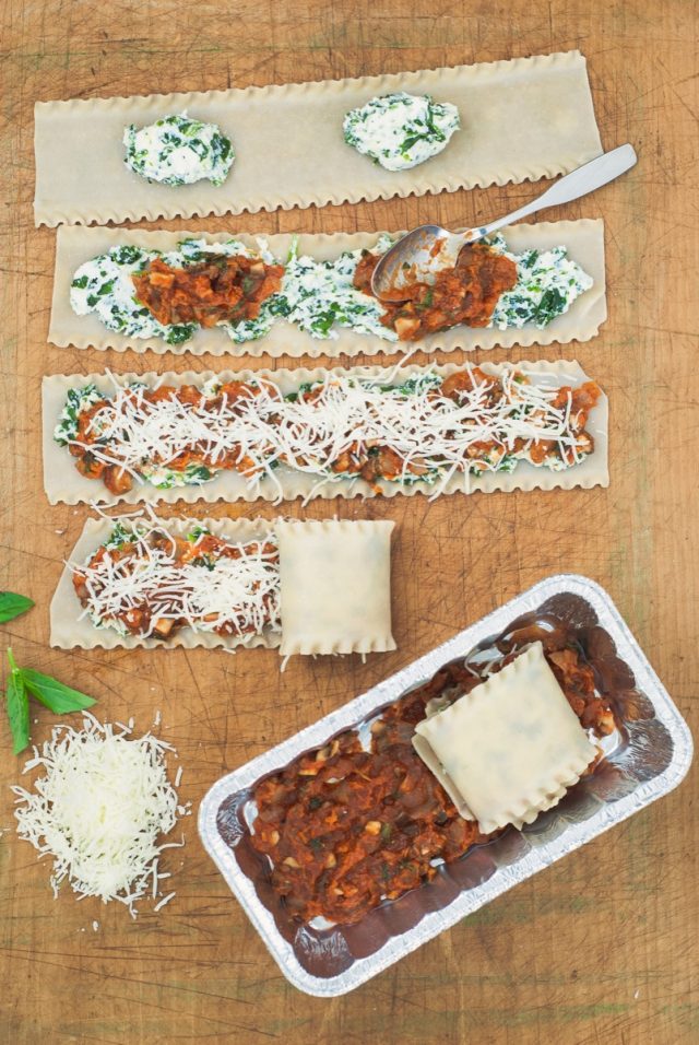 Butternut, Spinach and Mushroom Lasagna Roll-Ups