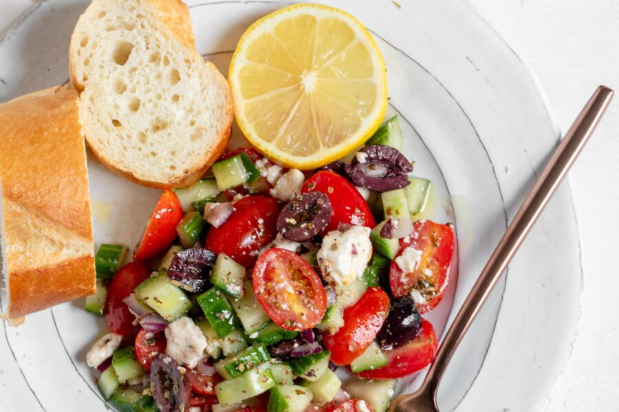 Greek salad and bread