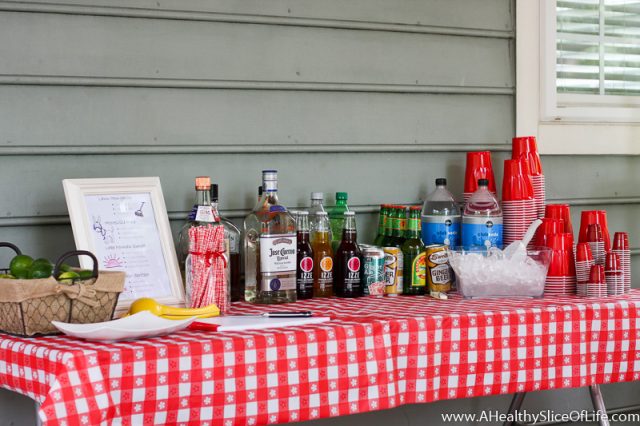 backyard cookout bar set up